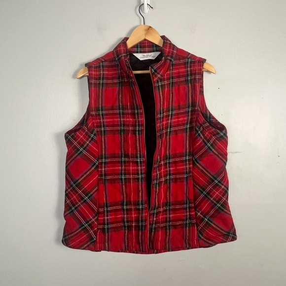 The Vermont Country Store Quilted Plaid Vest Size L Side Pockets wool blend - Picture 5 of 7